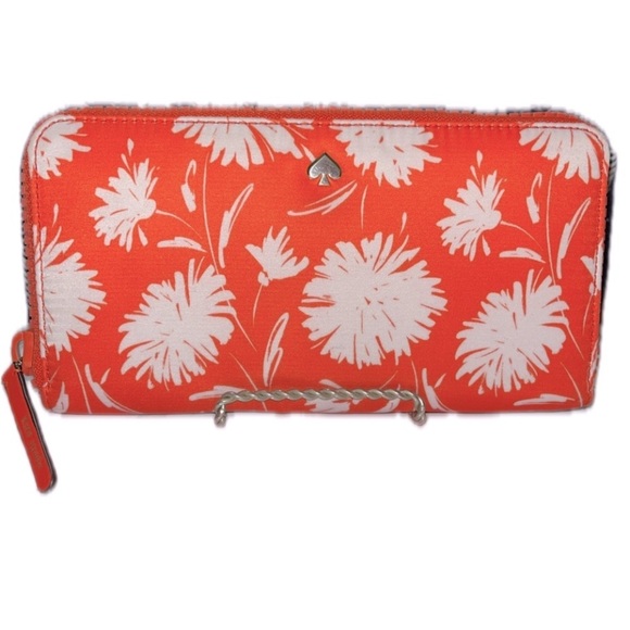 kate spade Handbags - Kate Spade Orange Jae Wild Blossom Multi Large Continental Zip Around Wallet